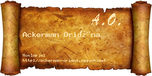 Ackerman Oriána névjegykártya